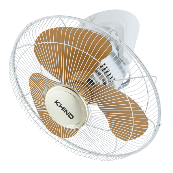 KHIND 16″ Auto Fan, 100 % Pure Copper Motor, 3 Leaf Metal Blade, White and Gold-Khind