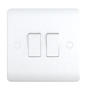 10A Switch 2 Gang 1 Way -Snowlite