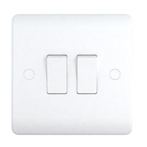 10A Switch 2 Gang 1 Way -Snowlite