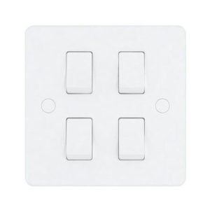 10A Switch 4 Gang 1 Way - Snowlite