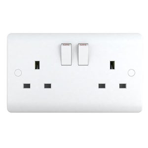 13A 2 Gang Switch socket Double Pole - Snowlite