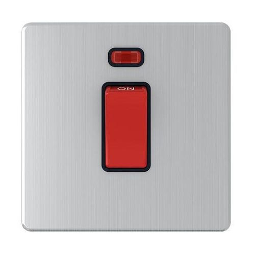 1 Gang Double Pole Silver Switch with Neon 3X3 45A – Snowlite