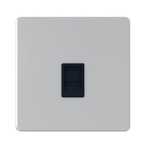 Data Socket with Shutter 1 Way RJ 45 Silver – Snowlite