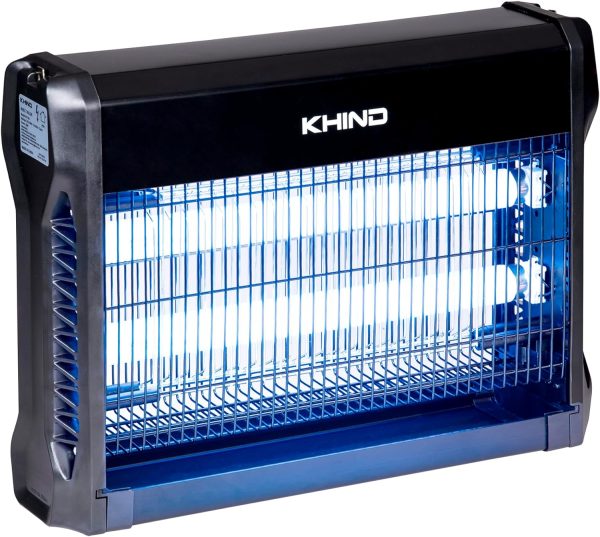 KHIND Insect Killer/Zapper, 2x10W T8 Tube, Fire Retardant Plastic and Metal Body, No Radiation, Non Toxic, Chain for Hanging, 80sq.m Coverage, Black – IK7102-Snowlite