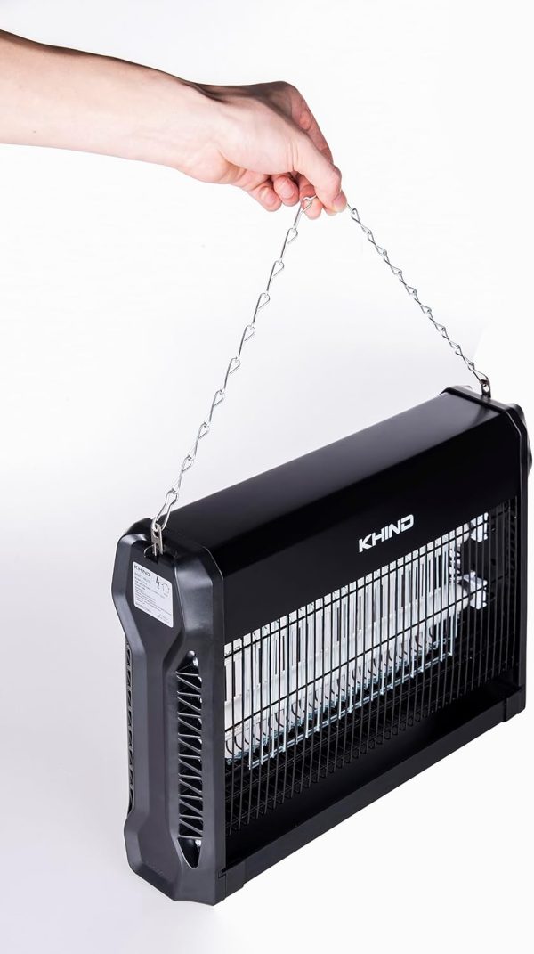 KHIND Insect Killer/Zapper, 2x10W T8 Tube, Fire Retardant Plastic and Metal Body, No Radiation, Non Toxic, Chain for Hanging, 80sq.m Coverage, Black – IK7102-Snowlite - Image 2